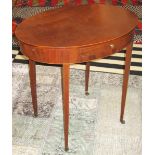 OCCASIONAL TABLE, Georgian and later mahgoany and boxwood strung with oval top and frieze drawer,