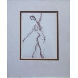 TOM MERRIFIELD (British-Austrian, b. 1932), 'Figure Study', crayon and ink, 20cm x 15.