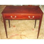 WRITING TABLE, George III mahogany and boxwood strung with frieze drawer, 72cm H x 87cm x 51cm.