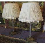 VAUGHAN TABLE LAMPS, a pair, Corinthian column form, glass and brass, 69cm H.