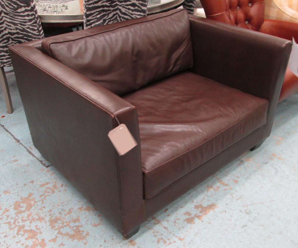 PHILIPPE HUREL SOFA, leather Dernier Etage (label lacking but receipt attached) cost £2058 new,