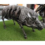 WARTHOG MODEL, made from welded machine parts, 63cm H x 40cm W x 127cm L.