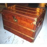 TRUNK, leather early 20th century with wooden butons,