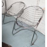 CHAIRS, a pair, 1970s in chromed metal, 57cm W.