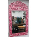 WALL MIRROR, with shaped frame and rectangular plate, to match previous lot, 124cm H x 70cm.