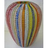 MURANO COLOURED STRIPE VASE, by Gino Cenedese, decorated alternating coloured reeds,