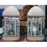 JOHN STEPHANIDIS WALL LANTERNS, a pair, cream painted metal, brass,