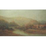 19TH CENTURY SCHOOL, 'Italian Landscape', watercolourt, 37cm x 22cm.