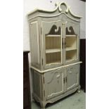 BUFFET A DEUX CORPS, Louis XV style painted with two doors enclosing shelf,