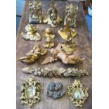 GILT CHERUBS, brackets and mounts, a miscellany.