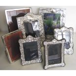 EASEL PHOTOGRAPH FRAMES, five various silver mounted and two silver plated, largest 29cm H x 23.