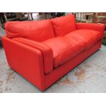 POLTRONA FRAU SOFA, in burnt orange leather, two seater, similar to previous lot, 174cm L.