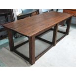 REFECTORY TABLE, oak with six chamfered supports with peripheral stretchers, 90cm x 224cm x 78cm H.