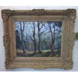 20TH CENTURY SCHOOL, 'Woodland', oil on board, 40cm x 50cm,