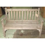 GARDEN BENCH, slatted, weathered teak, 123cm W.