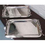 TRAYS, a pair, in chromed metal finish, 45cm x 26cm.