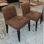 EASY CHAIRS, a pair, faux suede on square supports, 52cm.