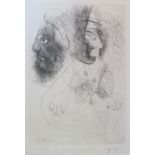 PABLO PICASSO (Spanish, 1881-1973) 'Facial profile and nude' original etching, 23cm x 32cm.
