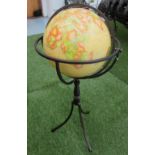 GLOBE, on a metal stand with triform support, 81cm H.