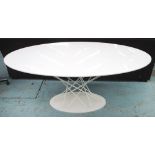 DINING TABLE, Eero Saarinen style, white lacquer top on metal white painted struts from Habitat,