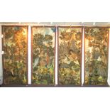 ITALIAN EMBROIDERY PANELS, mid 18th century Italian, a set of four, of romantic scenes,