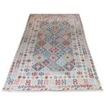 ANATOLIAN KILIM RUG, 290cm x 188cm, geometric designs in a fusion of contemporary colours.