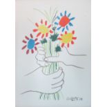 PABLO PICASSO (Spanish, 1881-1973) 'Hands with Flowers, Bouquet of Peace', lithograph, 64cm x 50cm,