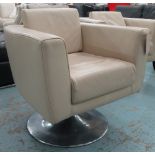 SWIVEL CHAIR, leather by Koo International, 75cm W x 67cm D x 67cm H.