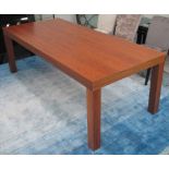 DINING TABLE, with a rectangular wooden top on square supports, 220cm L x 75cm H x 100cm D.