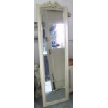 DRESSING MIRROR, bevelled in an ornate cream painted frame, 177cm x 51cm.