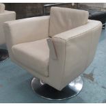 SWIVEL CHAIR, leather by Koo International, 75cm W x 67cm D x 67cm H.