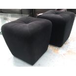 FOOTSTOOLS, a pair, black velvet cubes, 52cm W x 52cm D x 52cm H.