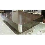 WILLY RIZZO COFFEE TABLE, brown laminate and stainless steel of rectangular form,