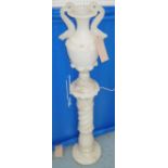 ALABASTER FLOOR STANDING LAMP, in the form of an urn on a classical column, 138cm H.