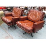 EASY CHAIRS, a pair,