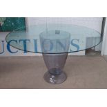 REFLEX 'BOTERO' DINING TABLE, with a circular glass top on a Murano glass vase shaped  base,