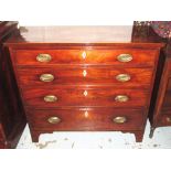 HALL CHEST, Regency figured mahgoany of adapted shallow proportions with four long drawers,