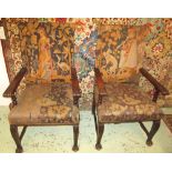 OPEN ARMCHAIRS, a pair,
