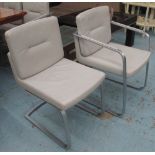 ROLF BENZ DINING CHAIRS, a set of ten (including two carvers), in cream leather with metal frames,