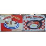 SIGNS, two retro enamel signs 'Bangers and Mash' and 'The Full English' 70cm x 50cm.