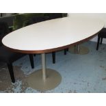 DINING TABLE, white contemporary style oval of substantial proportions, 121cm x 240cm L.