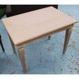 SIDE TABLES, a pair, distressed painted finish with carved detail, 55cm D x 81cm L x 61cm H.