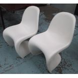 VERNER PANTON CHAIRS, a set of six, by Vitra, in white.