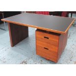 HEALS DESK, with a rectangular top and a short drawer over a deep drawer to one side,