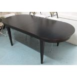 DINING TABLE, darkwood, oval, 100cm D x 200cm L x 76cm H unextended, with one leaf 60cm W.