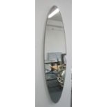 PIER GLASS, oval contemporary style, 180cm H x 46cm.