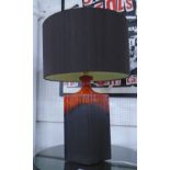 KAISER TABLE LAMP, circa 1970's, rust and black ceramic with a brown shade, 83cm H.