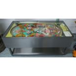 'PINBALL' COFFEE TABLE, adapted from an original 1960's pinball machine, stainless steel surround,