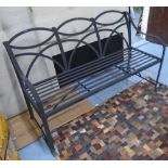 GARDEN BENCH, Regency style in black metal, 151cm L.