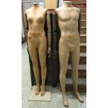 MANNEQUINS, male and female, each with articulating arms and hands, one on stand,